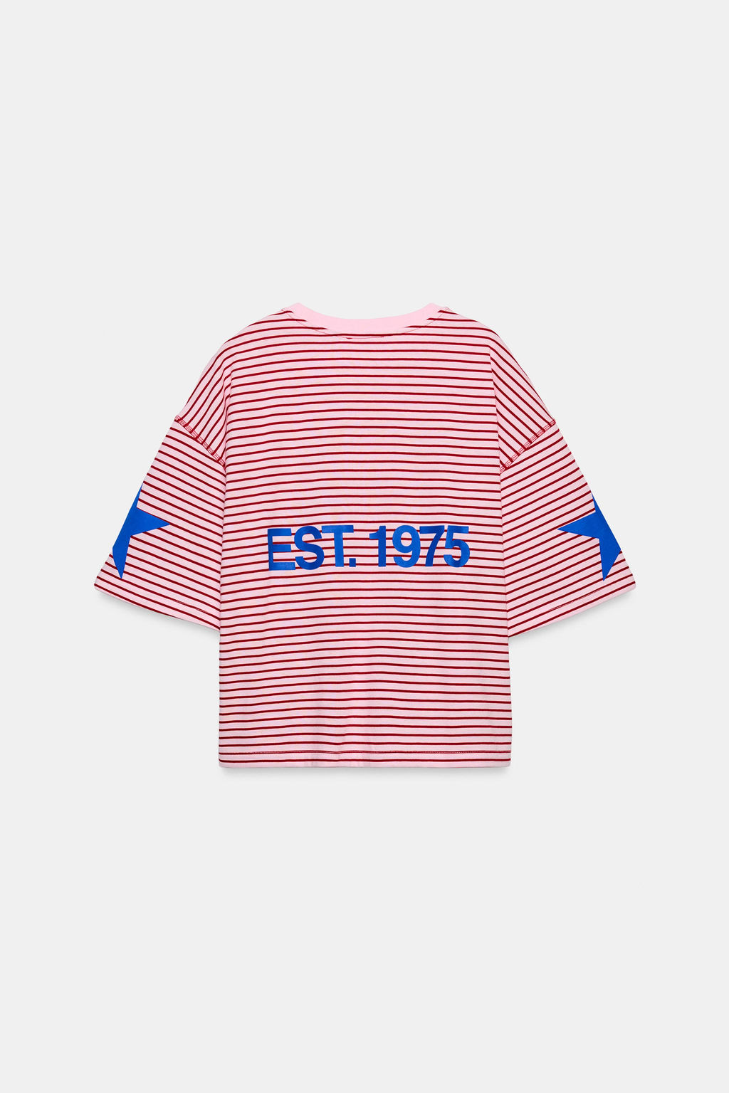 CAMISETA RAYAS TEXTO ESTRELLAS / Rosa