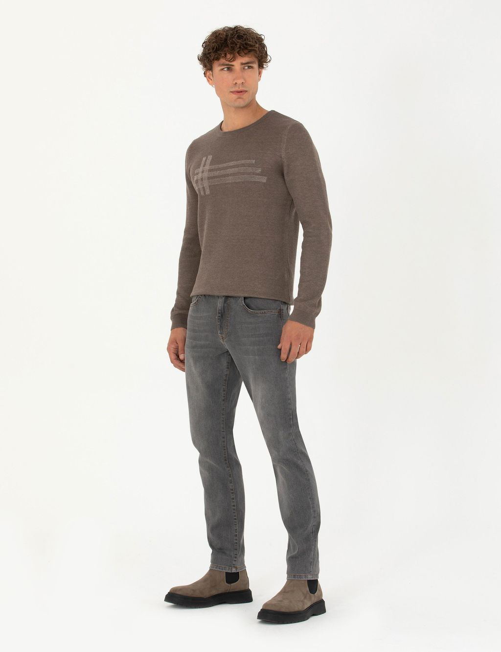 Gri Slim Fit Jean Pantolon
