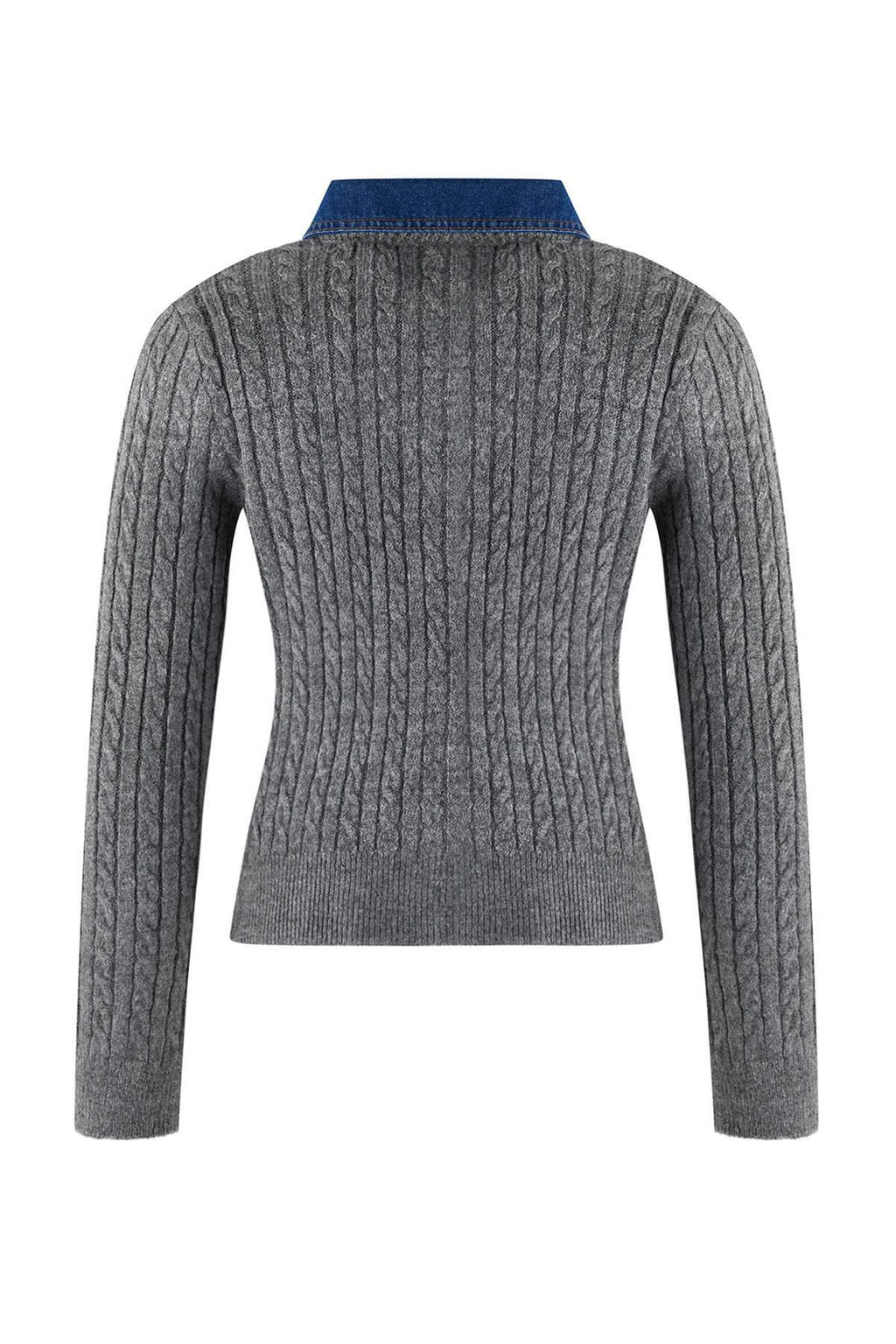 Antrasit Denim Garnili Sac Orgu Triko H?rka TWOAW26HI00286 - Trendyolmilla фото 6