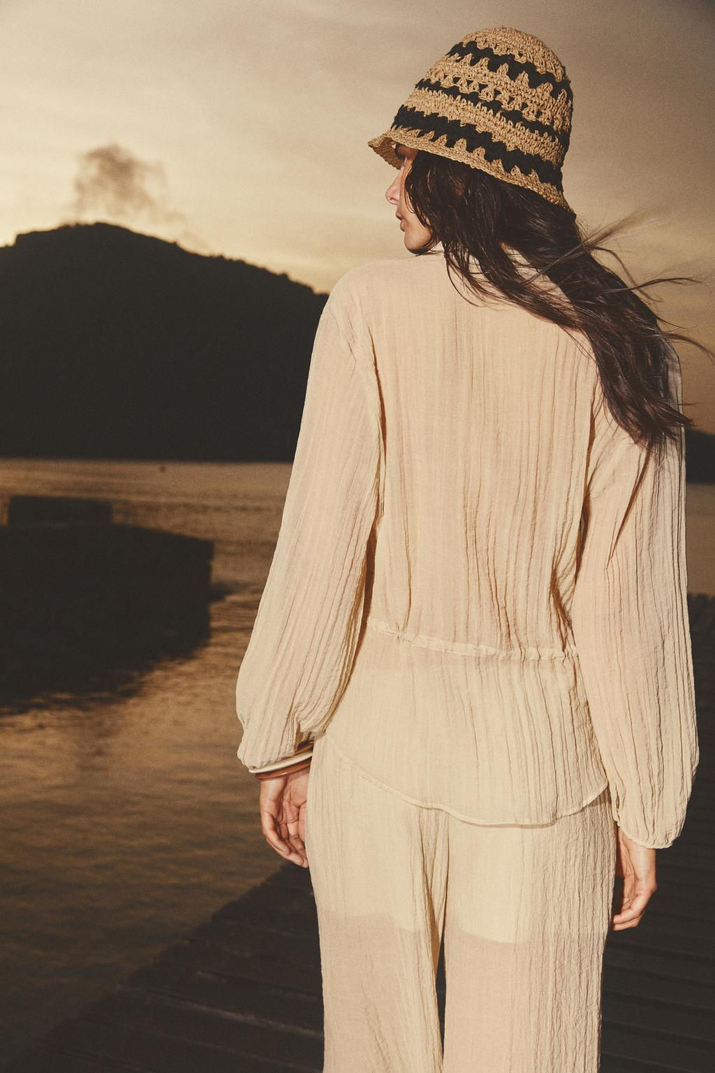 SEMI-SHEER CREASED-EFFECT SHIRT - Zara фото 4