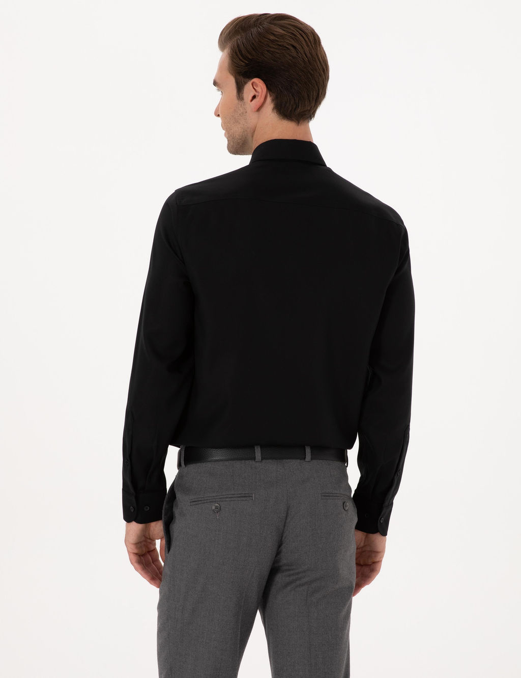 Siyah Slim Fit %100 Pamuk Yakas_ D__meli Oxford G_mlek