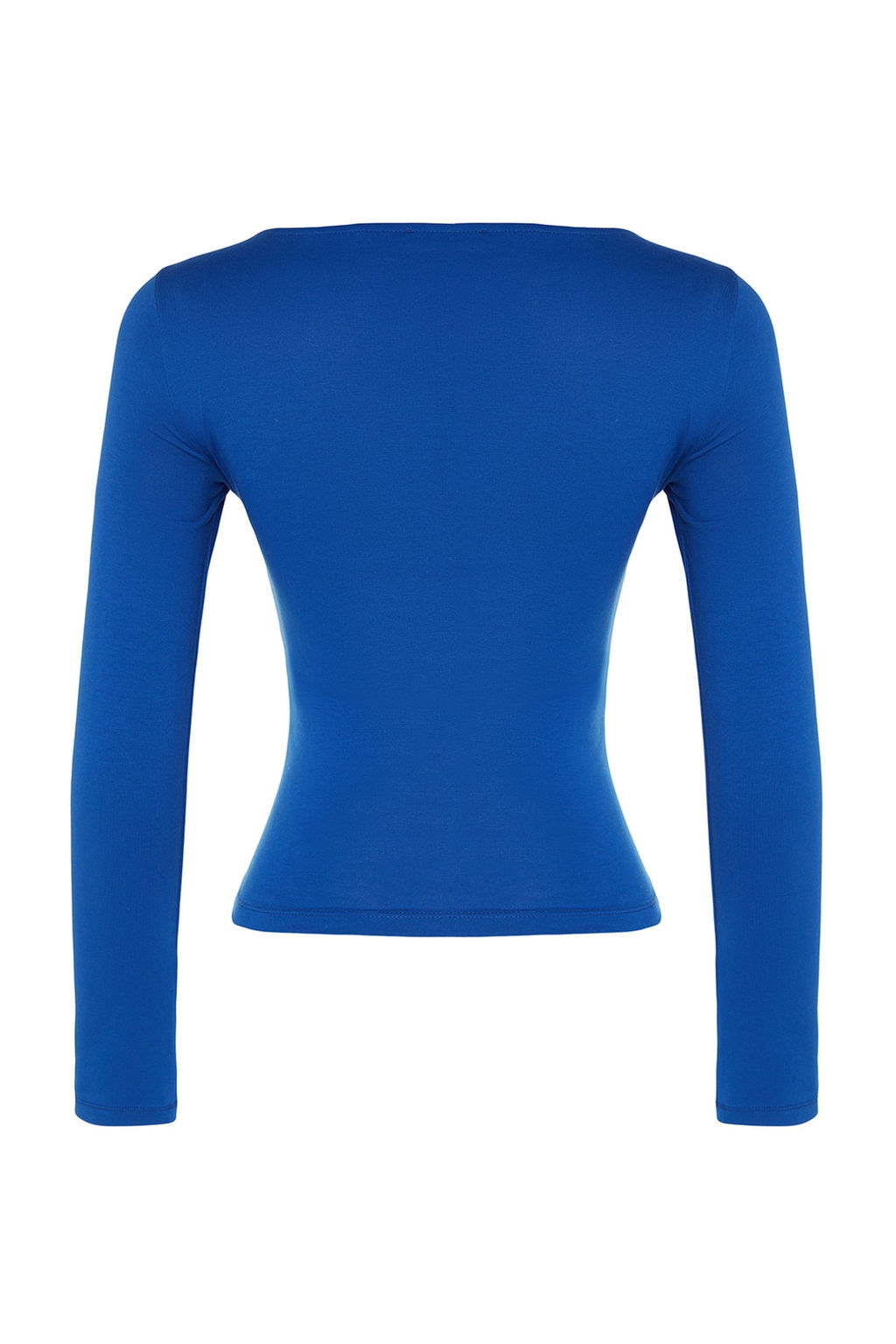 Saks Pamuklu Esnek Kay?k Yaka Fitted/Vucuda Oturan Esnek Orme Bluz TWOAW24BZ00166