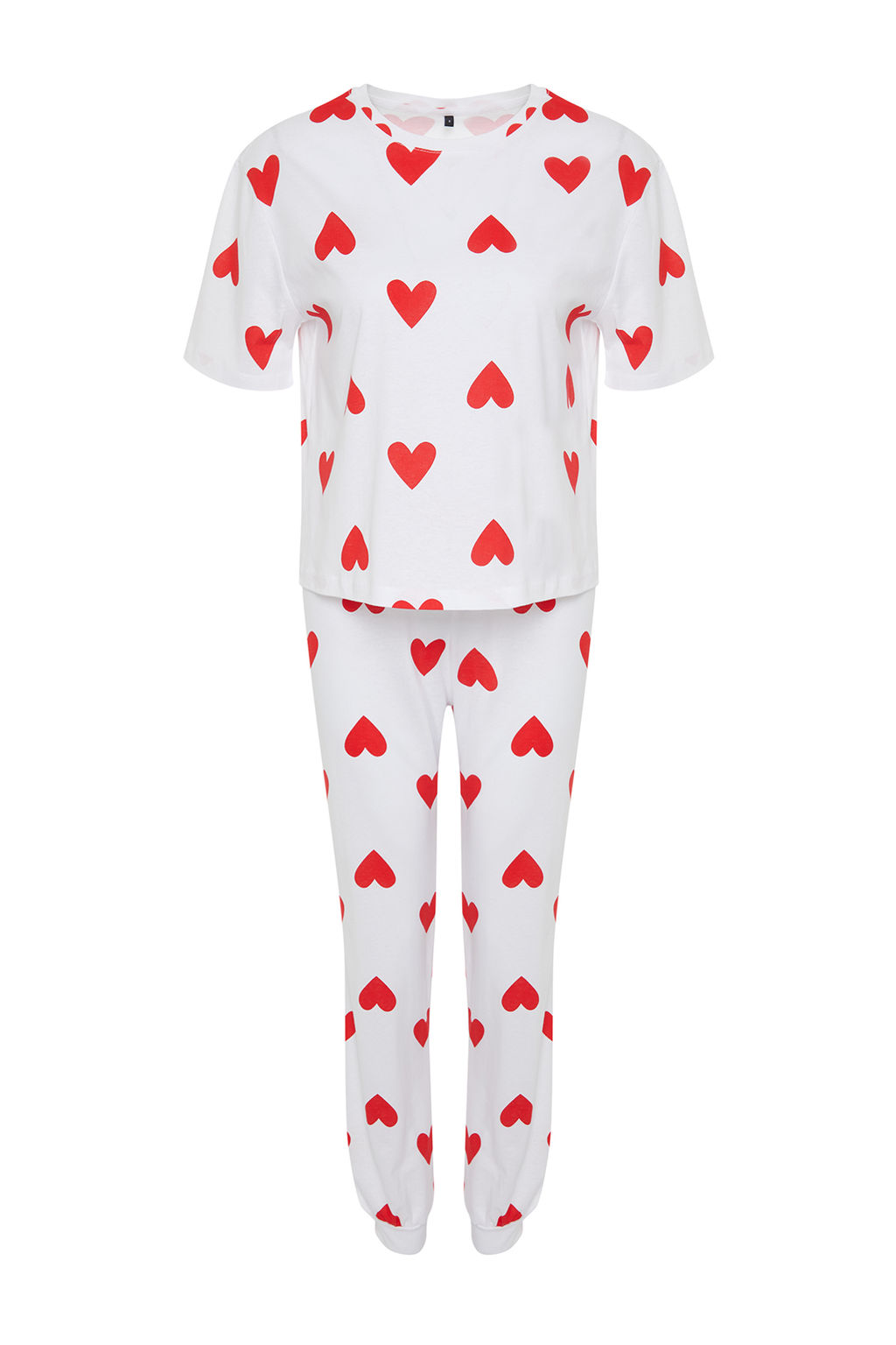 Trendyolmilla Beyaz %100 Pamuklu Kalpli Orme Pijama Tak?m? THMSS24PT00336  фото 7