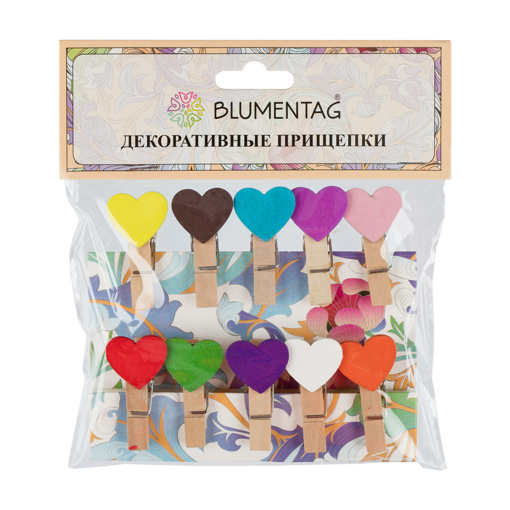 Blumentag WCLH-35 Декоративные прищепки 5 х 10 шт. 3.5 см A01 Сердечки ассорти фото 3