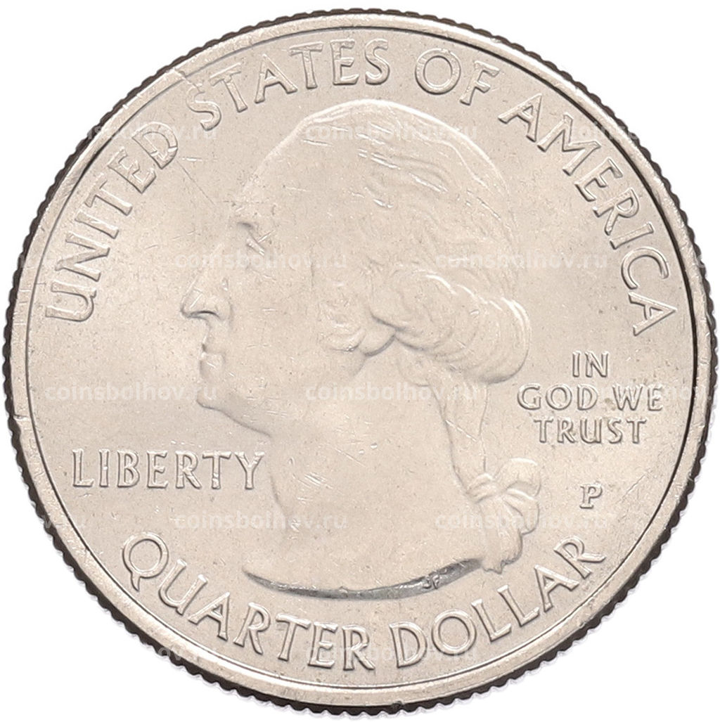 Монета 1/4 доллара (25 центов) 2017 года P США Национальные парки  №36 Национальный парк Эффиджи Маундс (Фигурные Курганы)