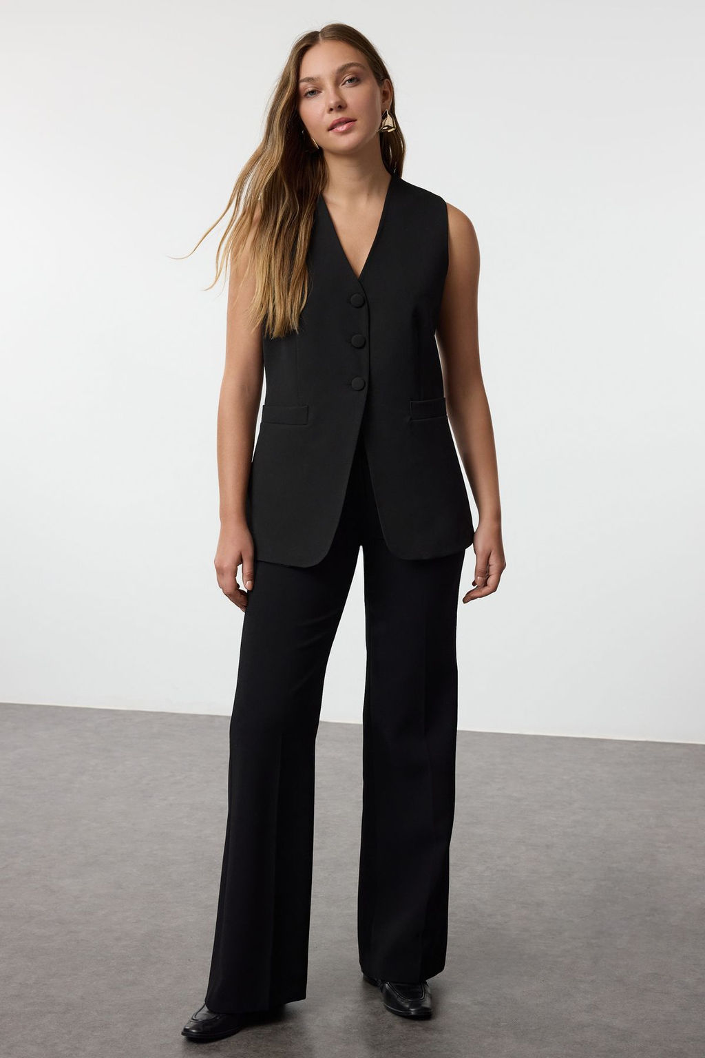 Siyah Fitted Dokuma Yelek TWOAW25YE00054