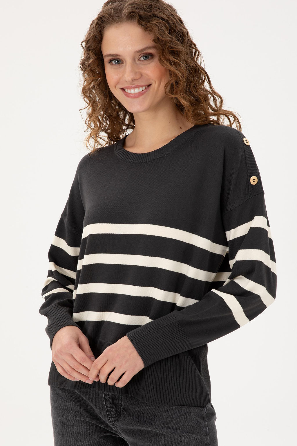 Женский свитер антрацитового меланжевого цвета с круглым вырезом Неожиданная скидка в корзине - U.s. polo assn фото 3