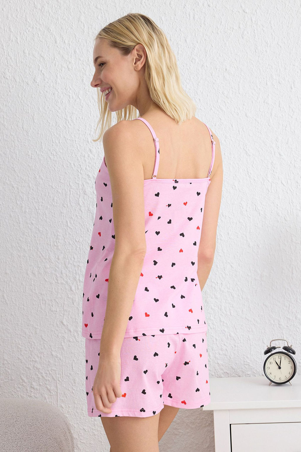 Trendyolmilla Pembe %100 Pamuklu Kalpli Ip Ask?l? Sortlu Orme Pijama Tak?m? THMSS25PT00085  фото 7