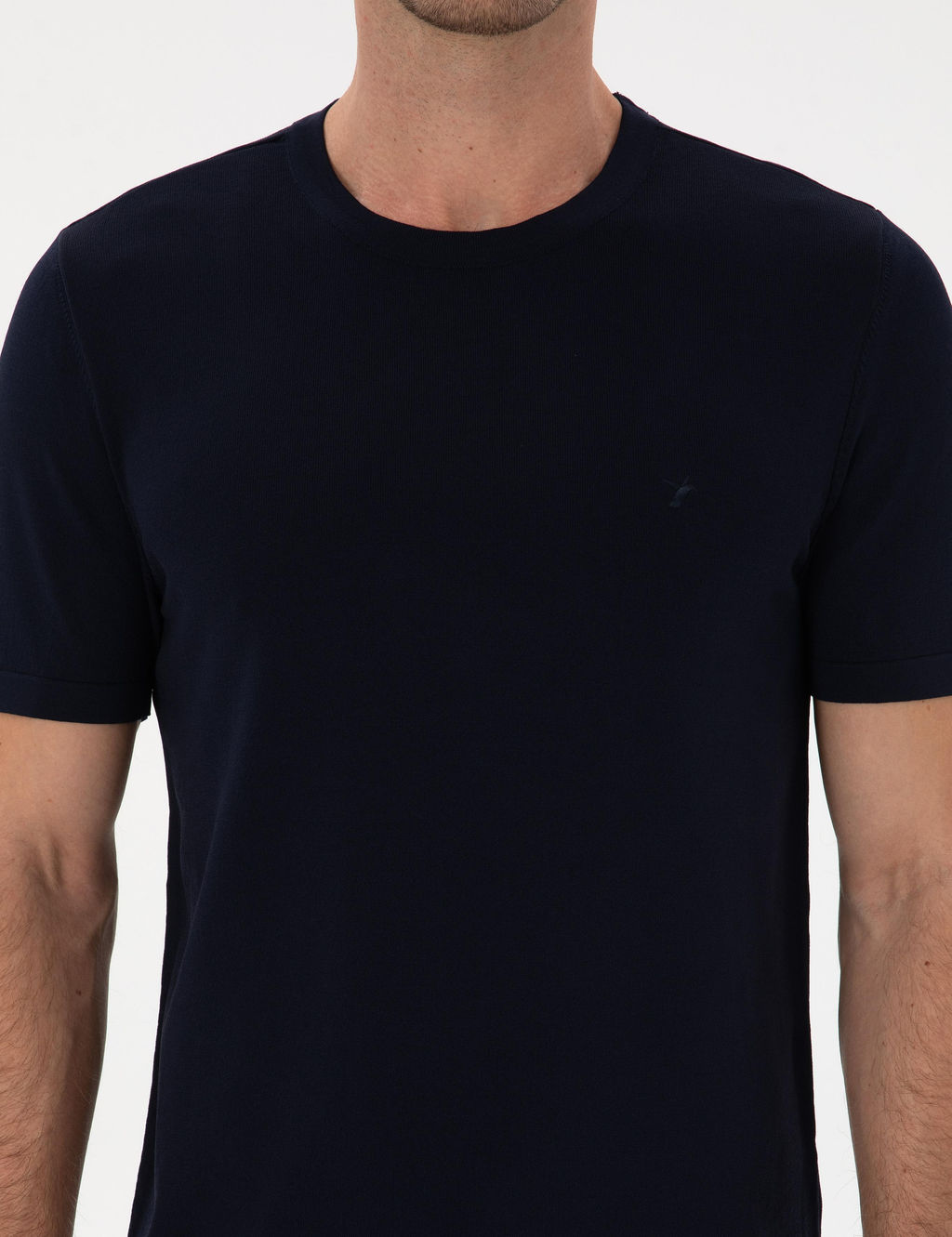Lacivert Slim Fit Bisiklet Yaka Triko T-shirt