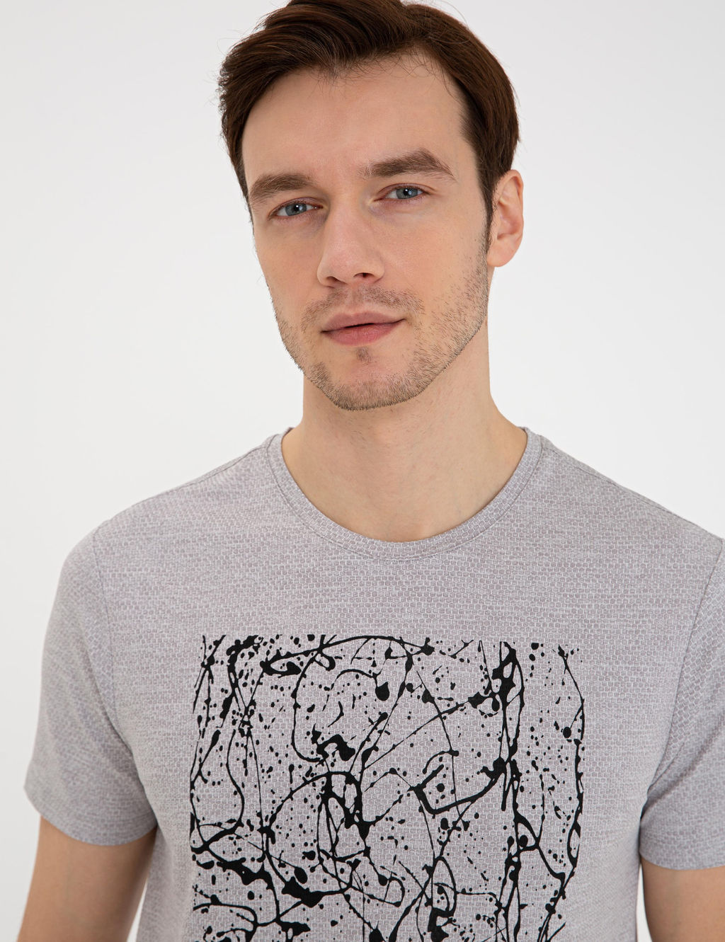 Серая футболка узкого кроя с круглым вырезом - Cacharel фото 8