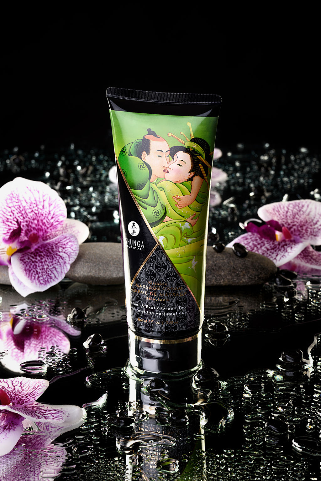 Массажный крем для тела Shunga Груша и зеленый чай (Pear&Exotic Green Tea), съедобный, 200мл