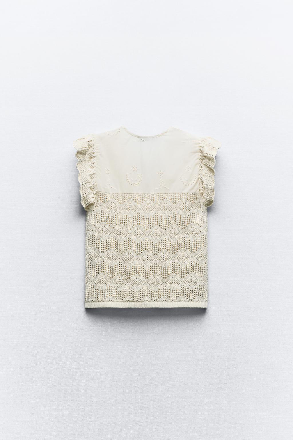 COMBINED KNIT ROMANTIC TOP WITH RUFFLES - Zara фото 5