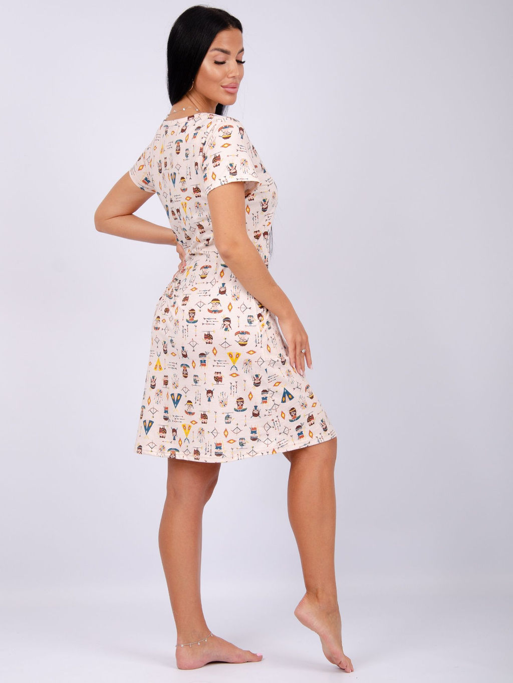 Халат Красотка 2 индейцы, трикотаж - Малина фото 6