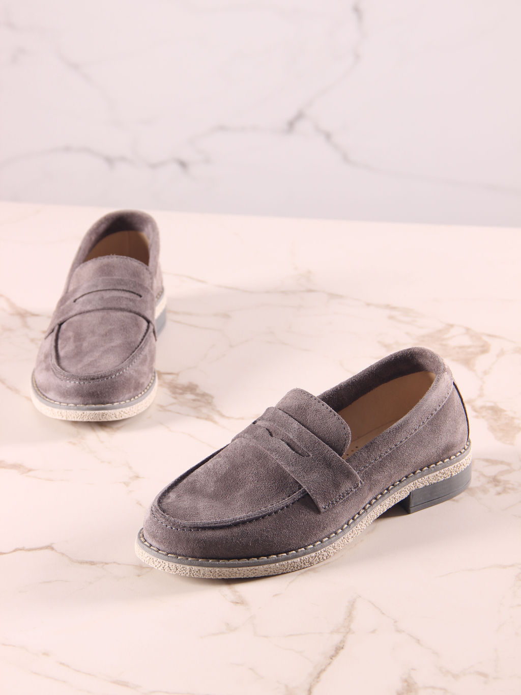 Лоферы 176.rosegr.Серый замок замша