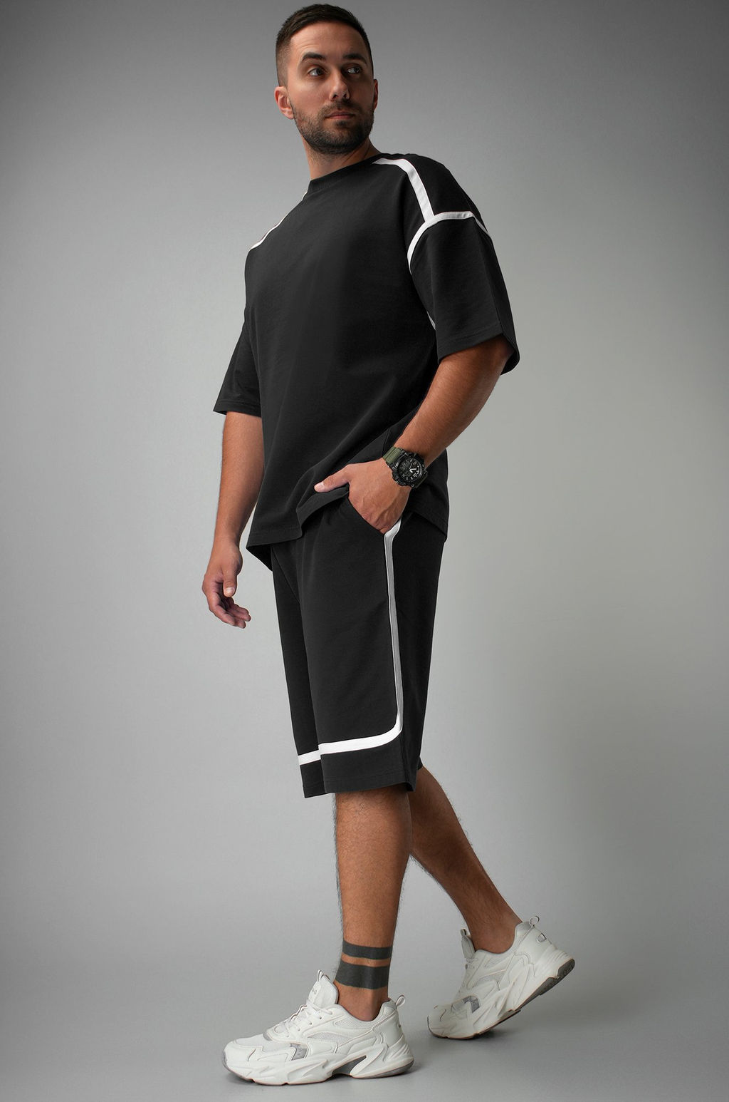 Мужской костюм оверсайз из футера двухнитки Happyfox  фото 31