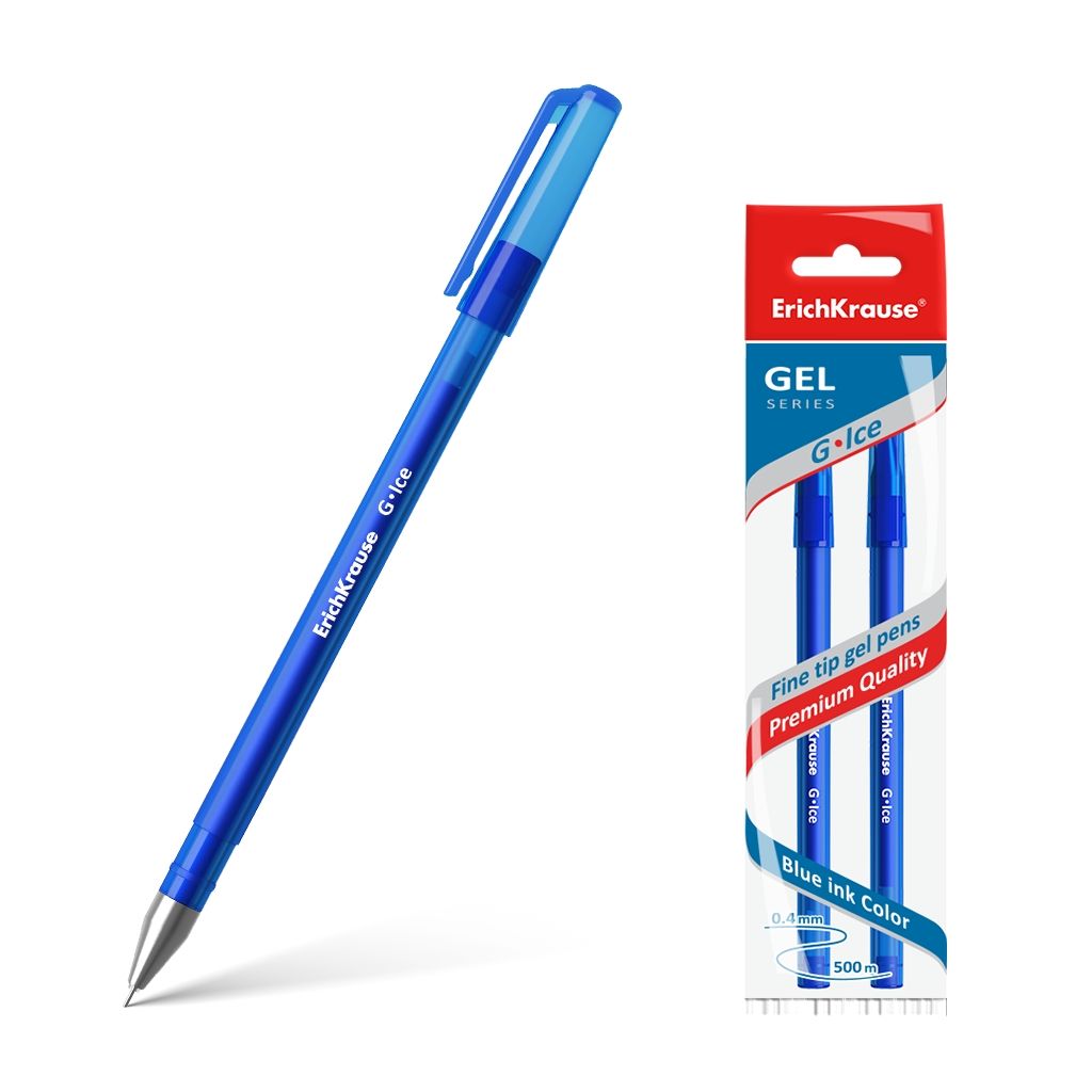 АКЦИЯ Цена за 48 шт. Набор из 2 ручек гелевых ErichKrause G-Ice Stick Original 0.5, цвет чернил синий (в пакете)
