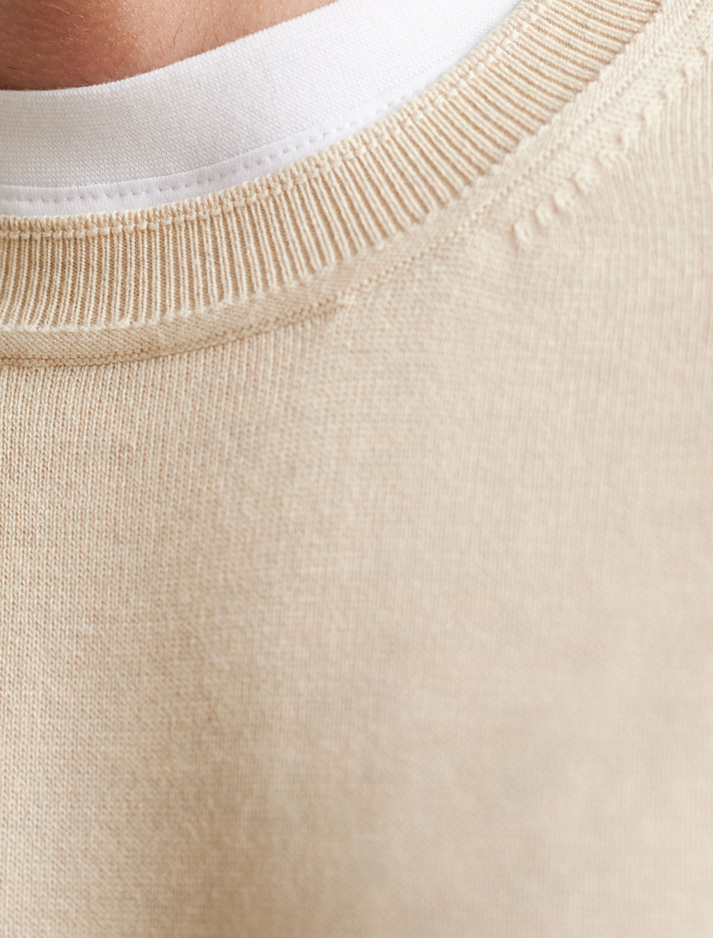Джемпер Vilatte из хлопка с нейлоном бежевый меланж  фото 6