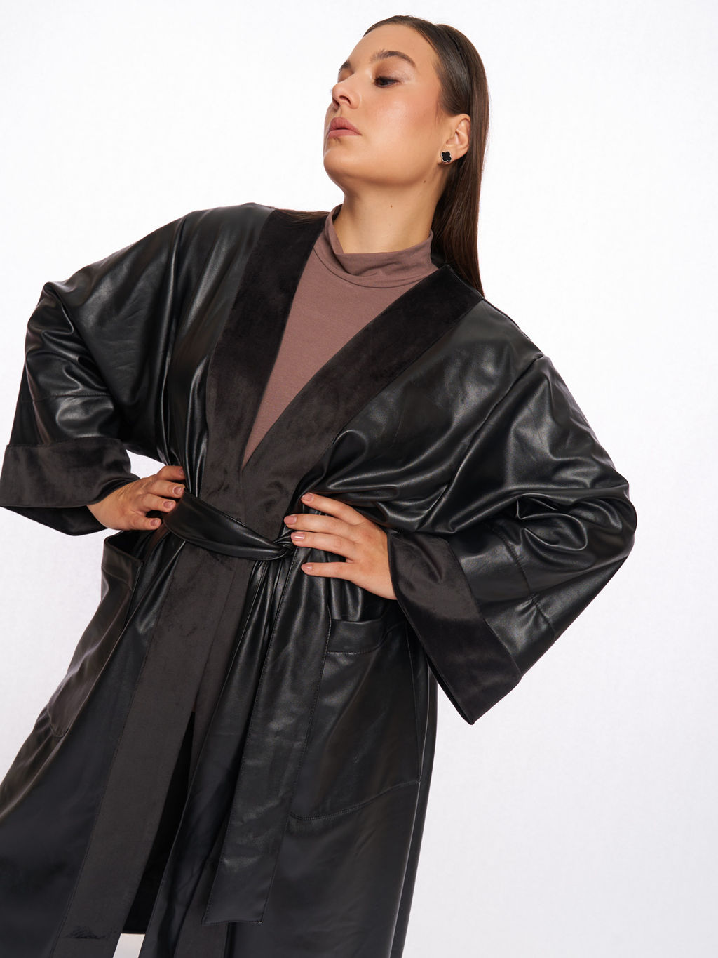 Плащ кожаный TKA05221BLK01