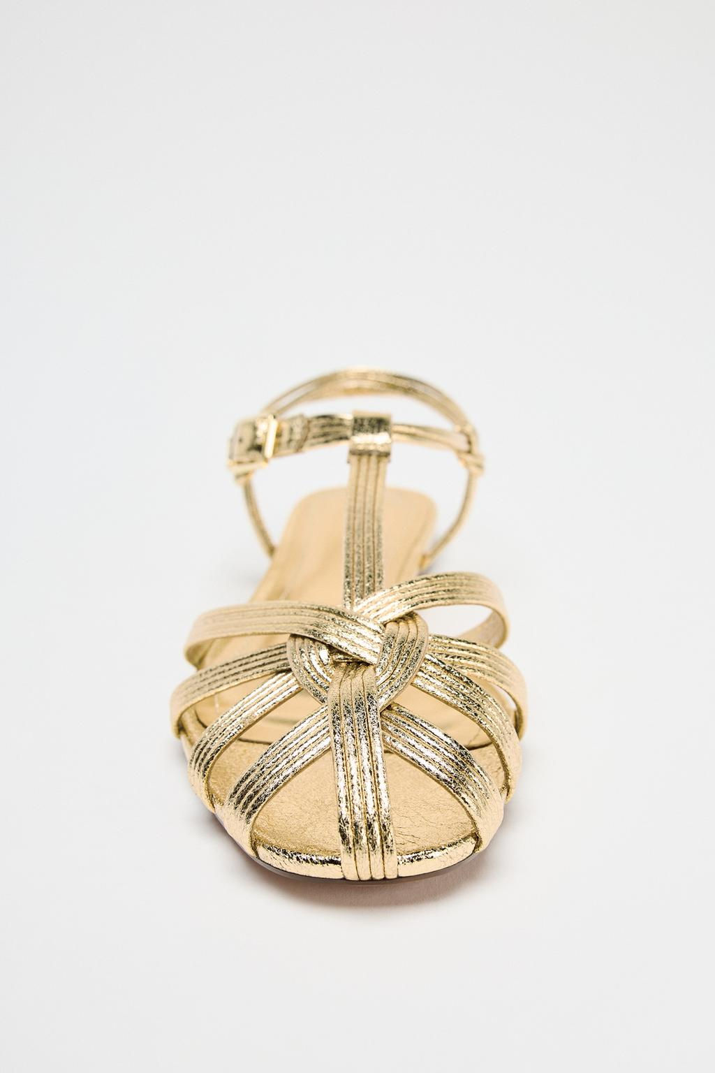 STRAPPY METALLIC-EFFECT CAGE SANDALS - Zara фото 7