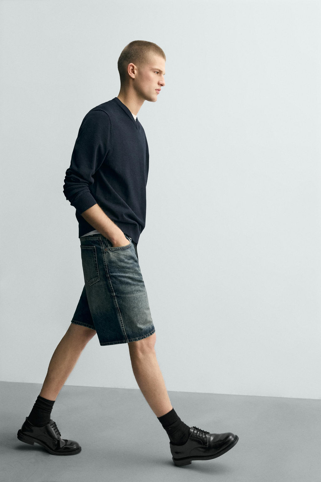 BERMUDA DENIM STRAIGHT FIT / Azul / Verde - Zara фото 6