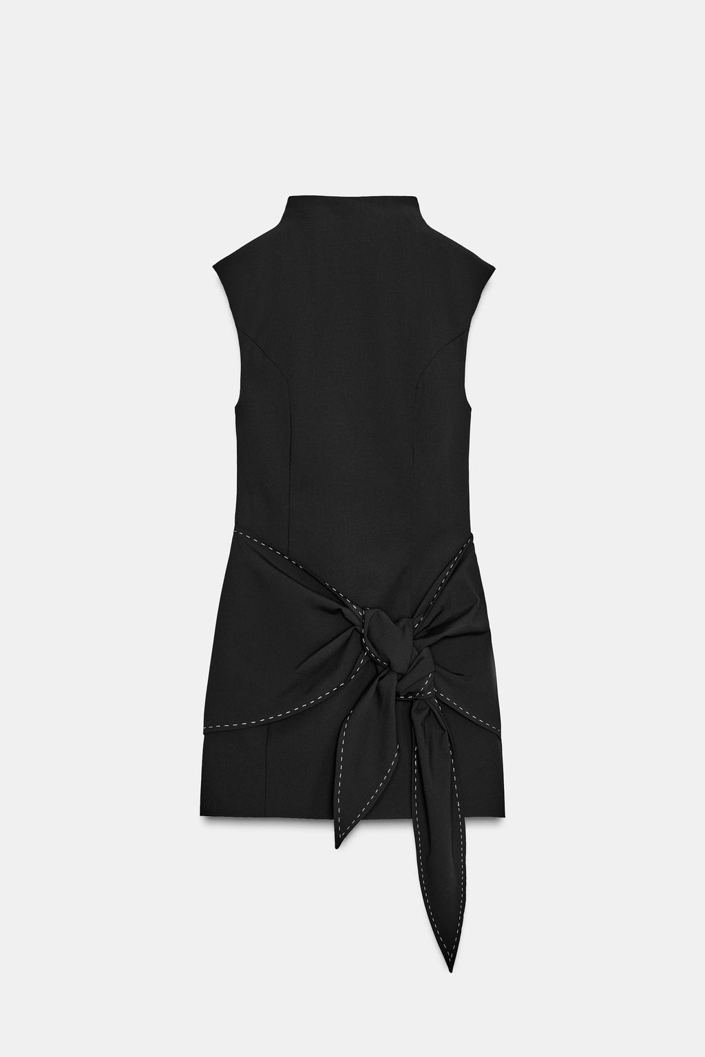SHORT DRESS WITH TIE AND TOPSTITCHING - Zara фото 8