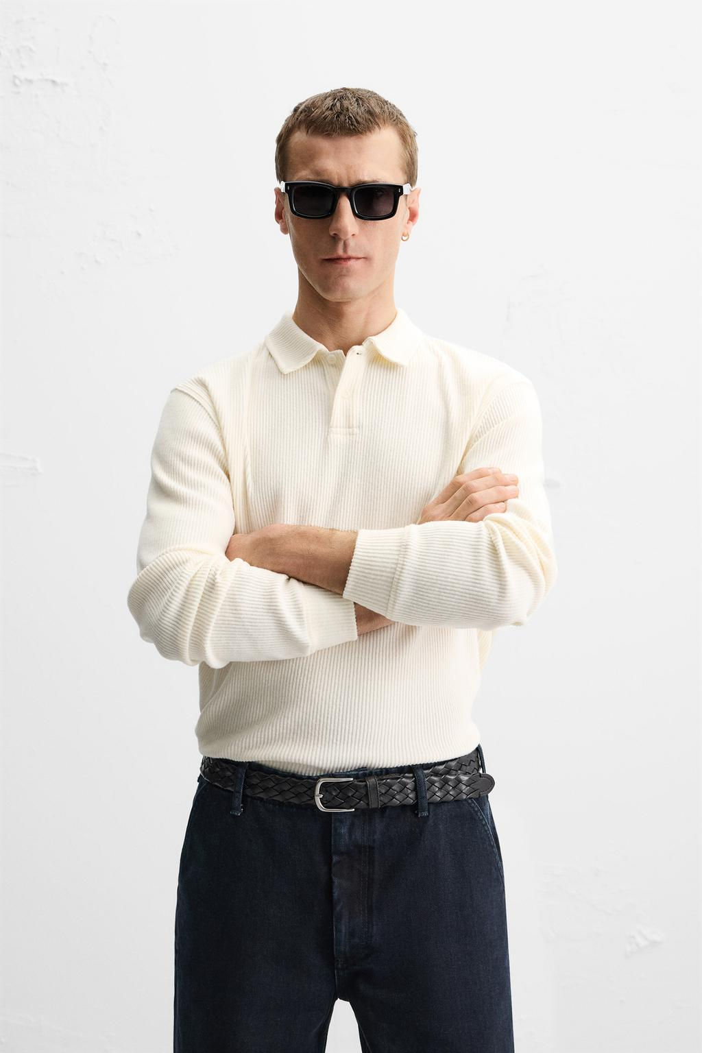 TEXTURED RIBBED POLO SHIRT - Zara фото 3