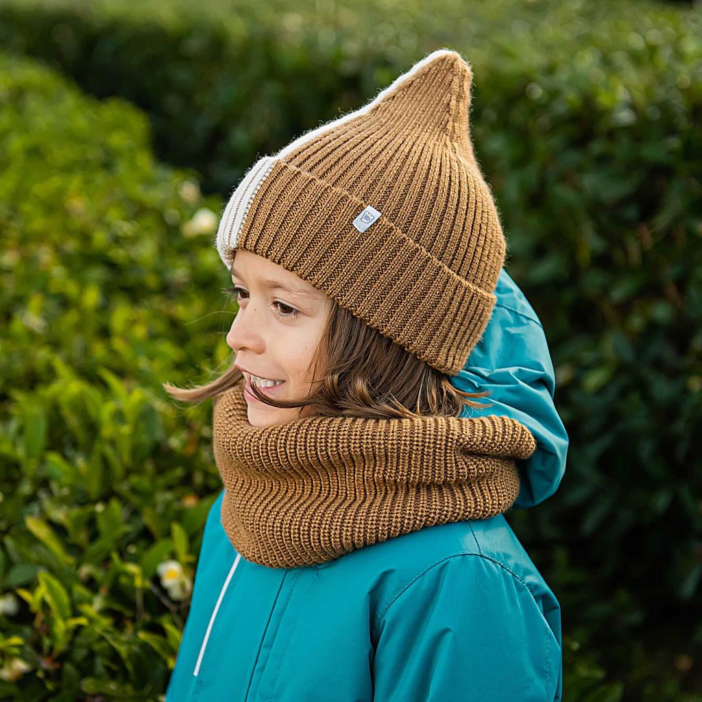 Шапка свечка из смесовой шерсти однослойная с отворотом "Шоколадный пломбир"