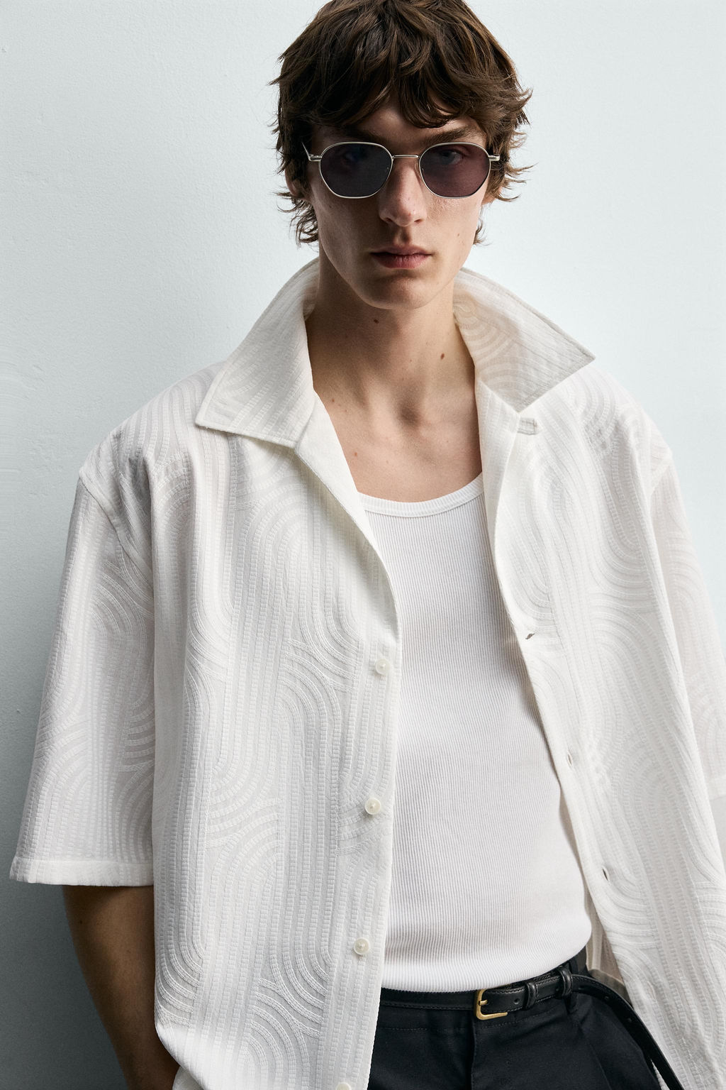 CAMISA JACQUARD BORDADO / Blanco roto - Zara фото 5