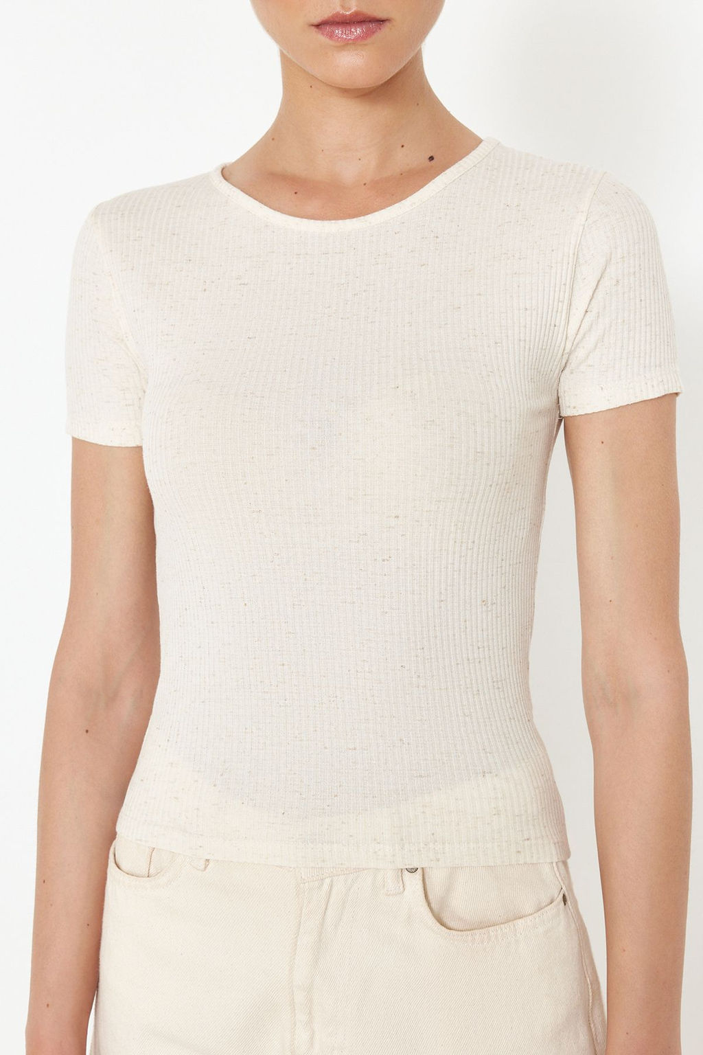 Ekru Ketenli Fitted/Vucuda Oturan Fitilli Esnek Orme Bluz TWOSS24BZ00566 - Trendyolmilla фото 5