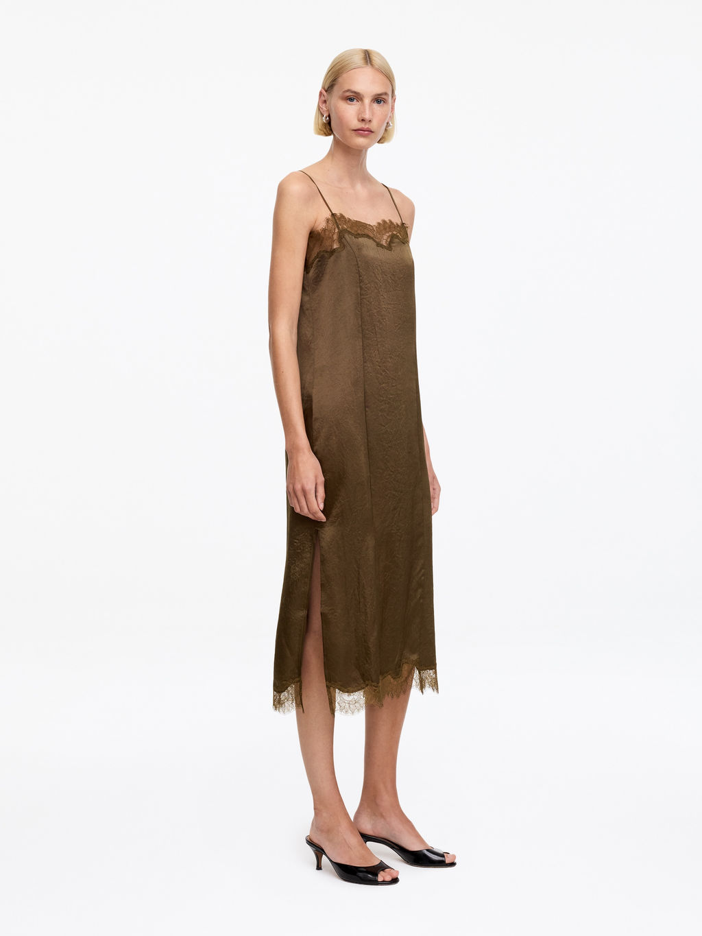 Vestido lencero con ribete de encaje - H&m фото 5