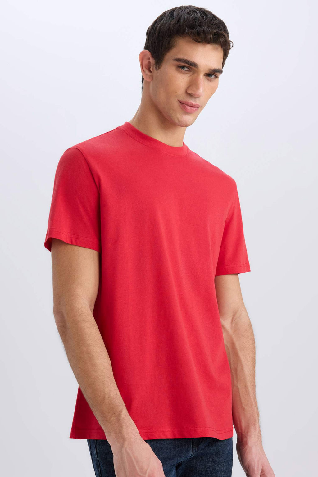 New Regular Fit Bisiklet Yaka Basic Duz K?sa Kollu Tisort - Defacto фото 4
