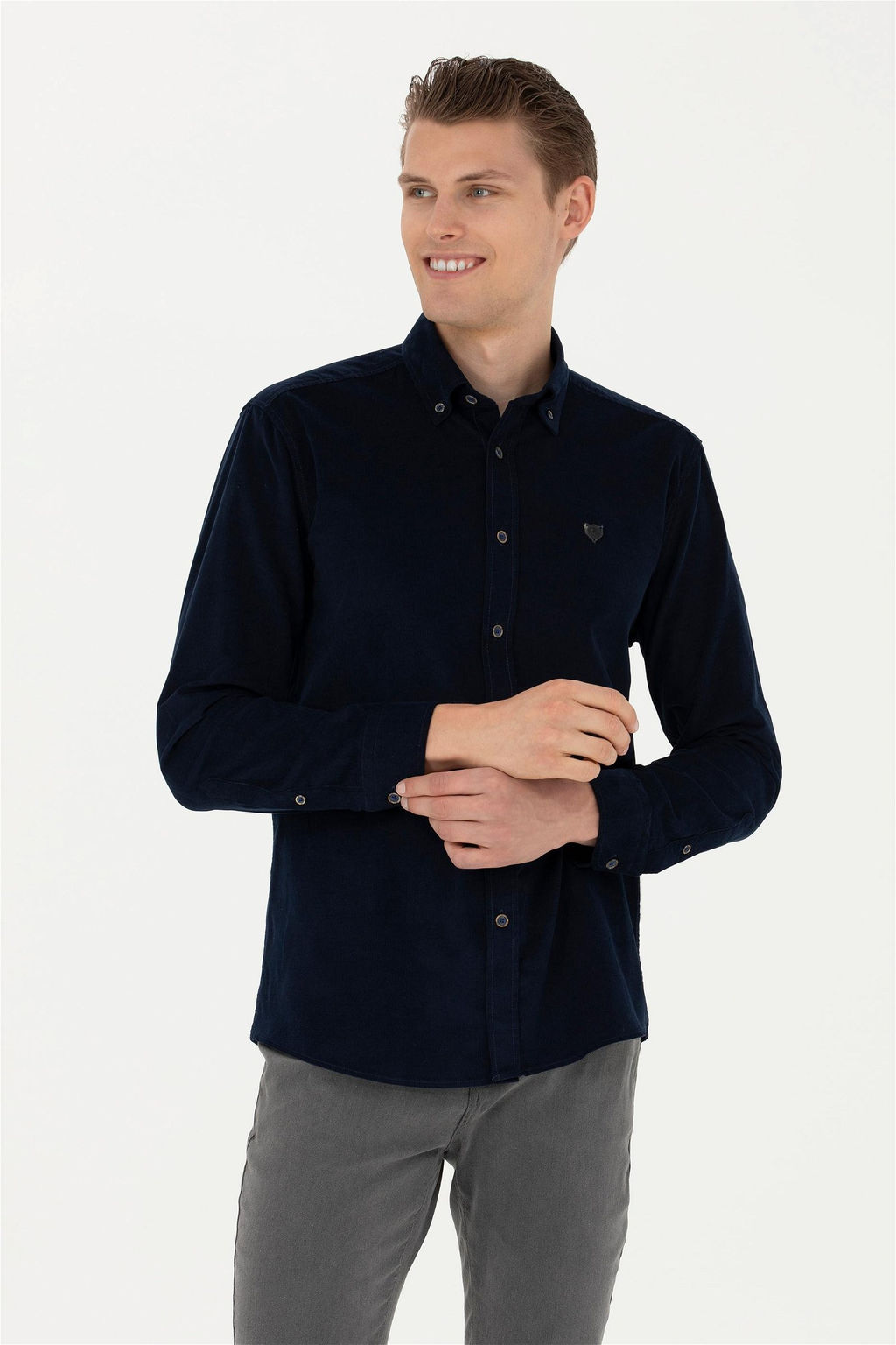 Мужская темно-синяя рубашка с длинным рукавом - U.s. polo assn фото 2