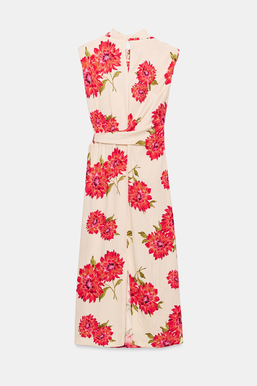 VESTIDO MIDI ESTAMPADO FLORAL CINTUR?N / Crudo / Rojo - Zara фото 10