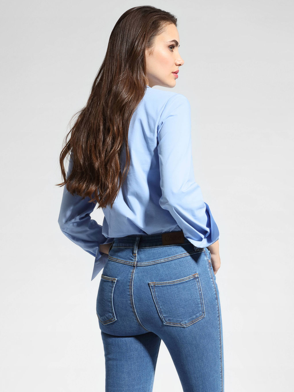 CONTE Однотонная хлопковая рубашка с декоративными пуговицами LBL 1041 light blue - Conte elegant фото 5