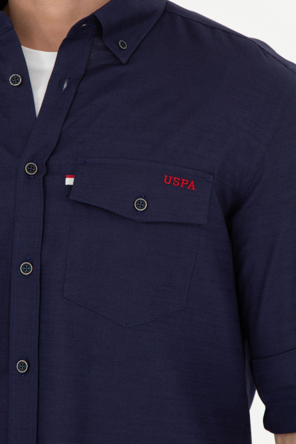 Мужская темно-синяя рубашка с длинным рукавом - U.s. polo assn фото 14