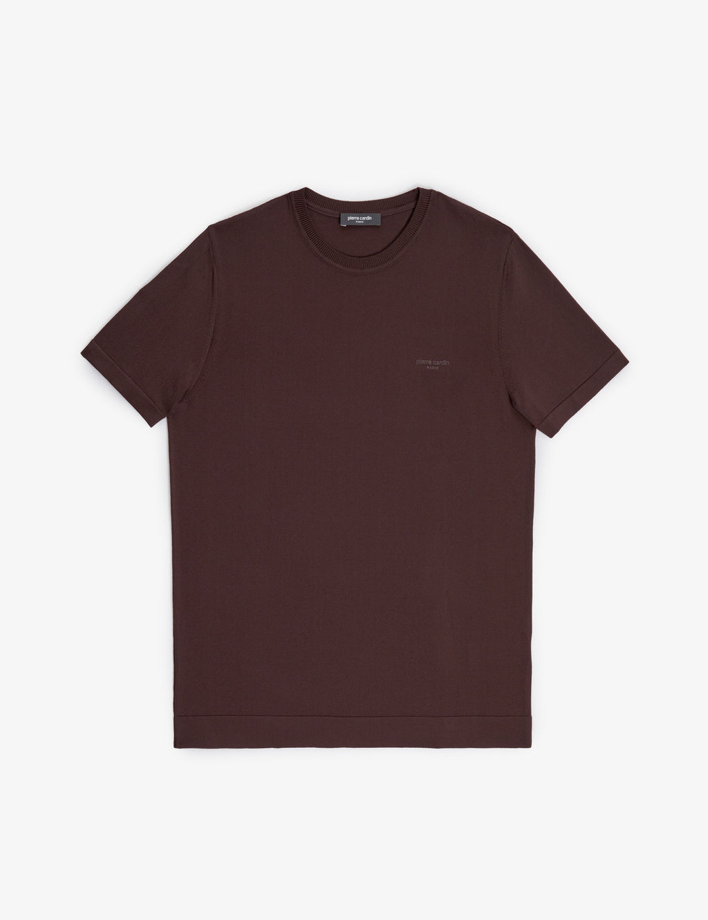 Koyu Kahverengi Slim Fit Bisiklet Yaka Triko Ti__rt