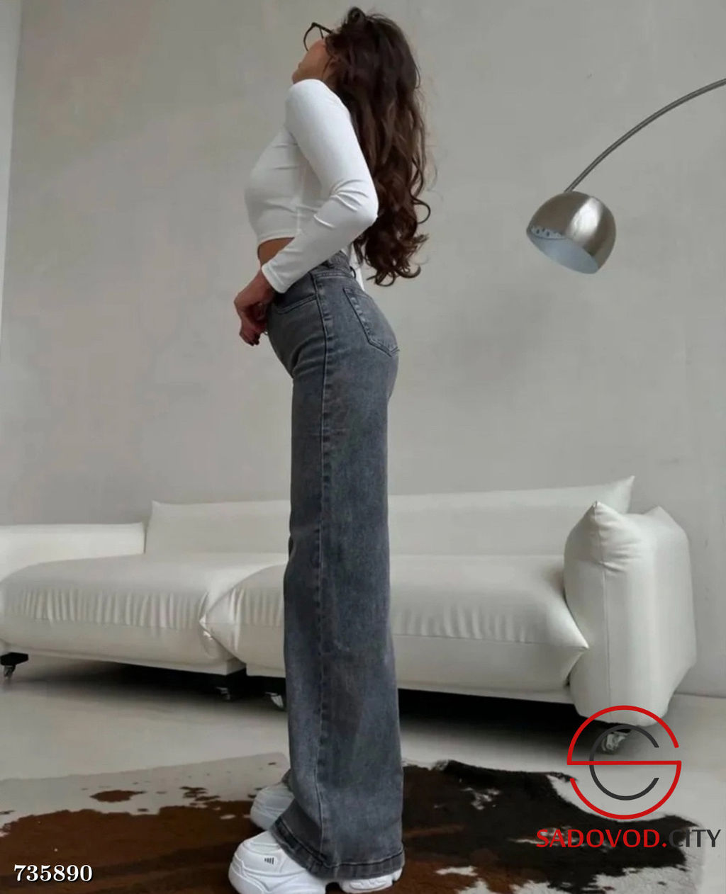 Женские джинсы Трубы с высокой посадкой