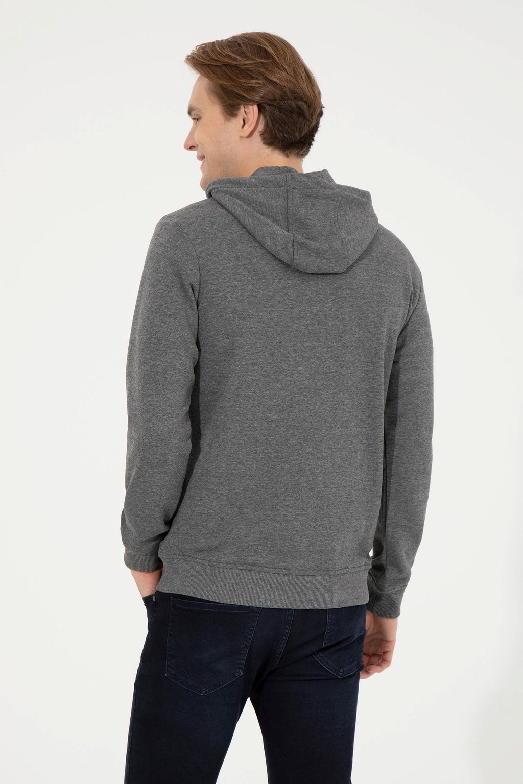 Свитшот мужской U. S. Polo Assn антрацитовый меланж из хлопка - U.s. polo assn фото 5