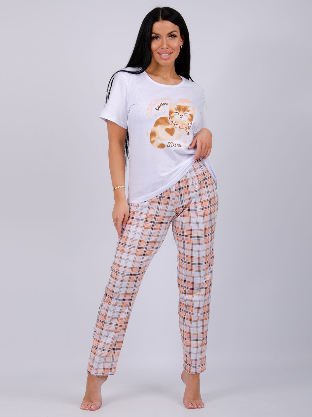 Пижама Котёнок брюки, трикотаж - Малина фото 10