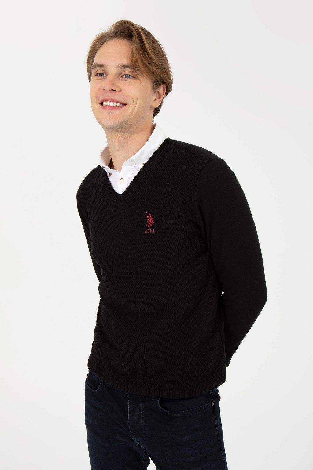 Мужской черный трикотажный свитер Basic - U.s. polo assn фото 3