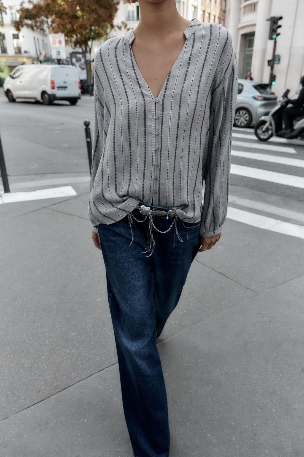 WOVEN STRIPED BLOUSE