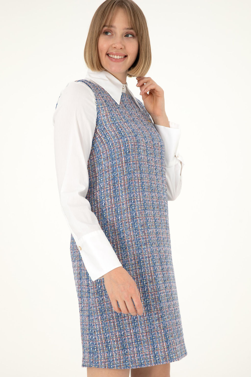 Женское синее тканое платье Неожиданная скидка в корзине - U.s. polo assn фото 2