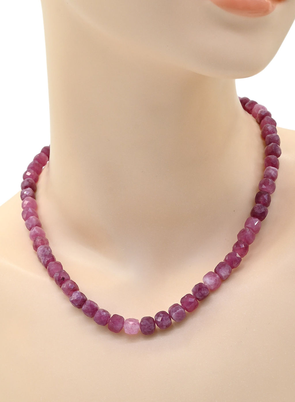 Бусы из камня кальцита граненые 7мм, цв.рубин, 45см