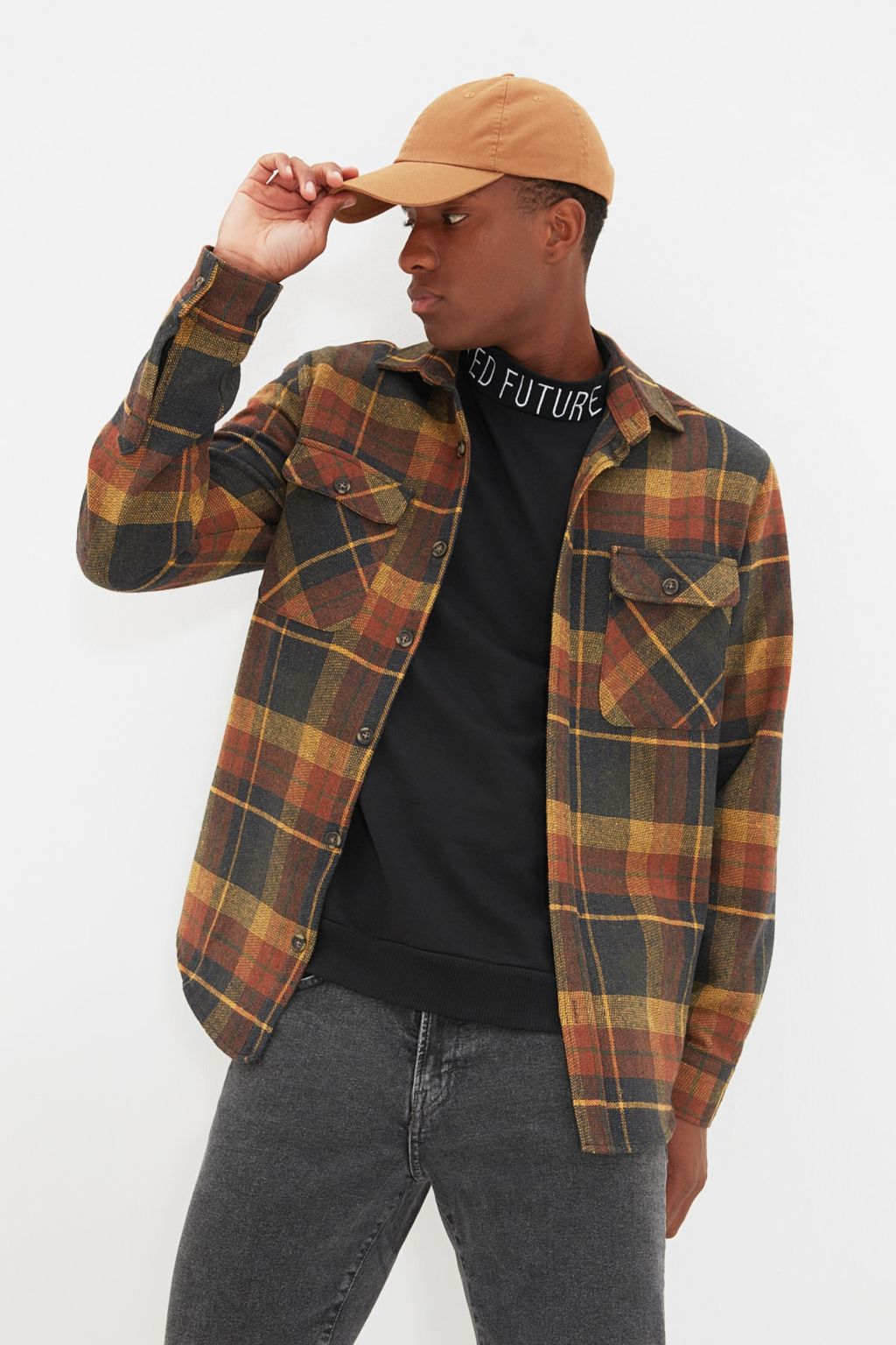 TRENDYOL MAN Bordo Cift Cep Kapakl? Regular Fit K?sl?k Oduncu Kareli Gomlek TMNAW21GO0031 - Trendyolmilla фото 5