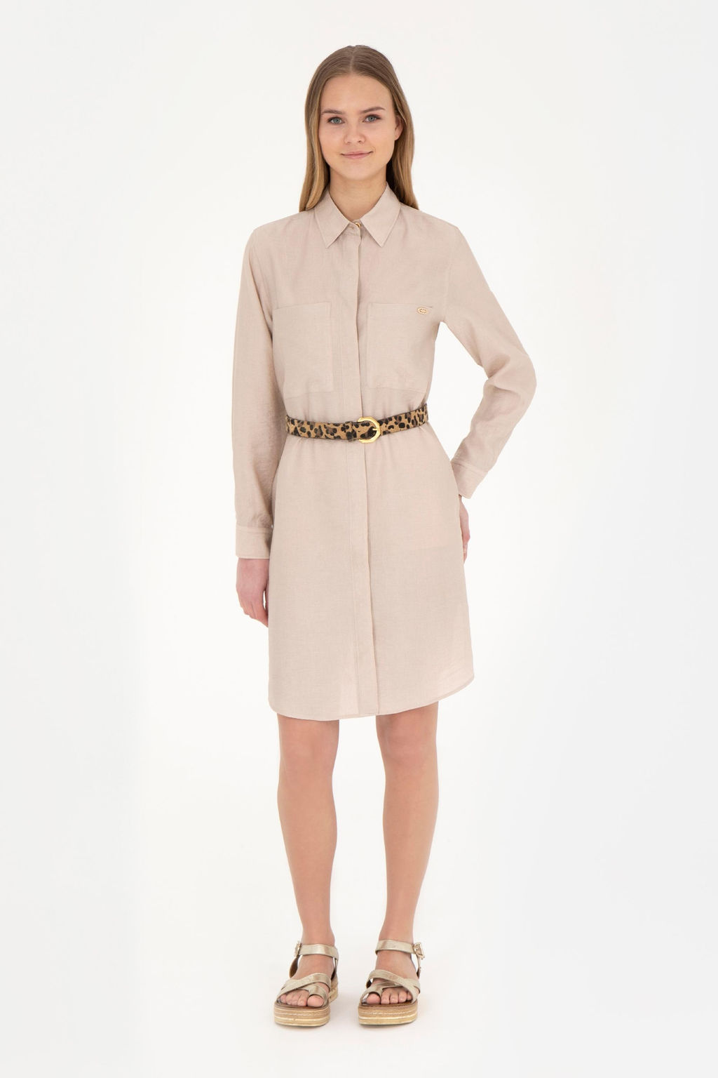 Женское тканое платье песочного цвета - U.s. polo assn фото 8