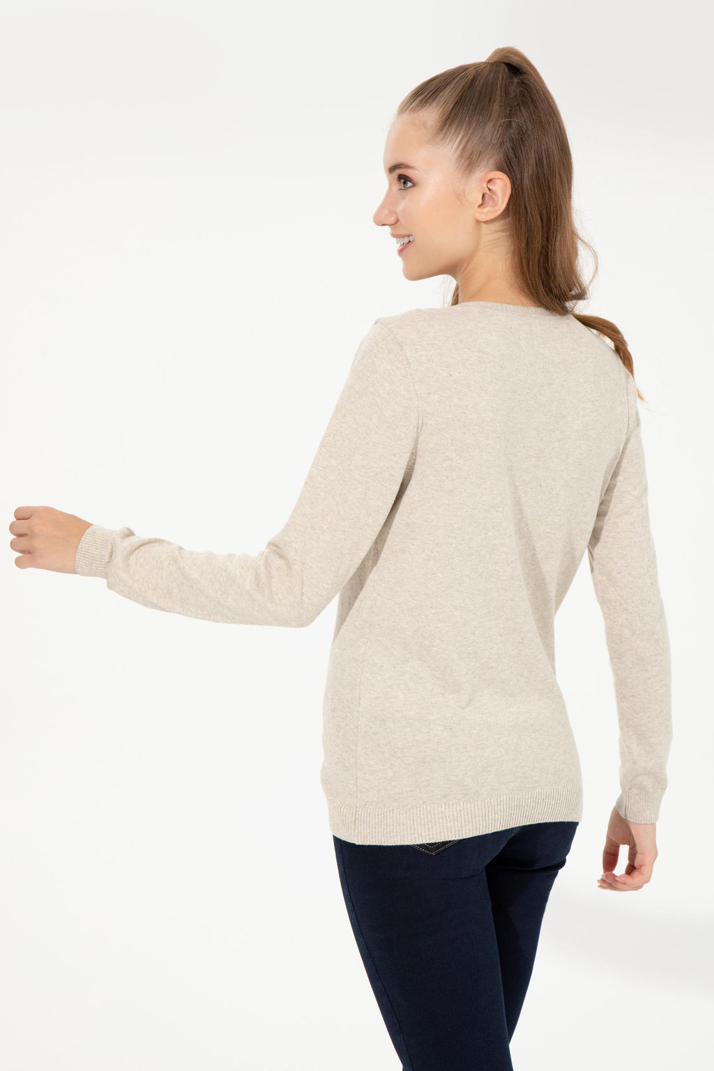 U. S. Polo Assn Женский базовый свитер с v-образным вырезом и каменным меланжом - U.s. polo assn фото 17