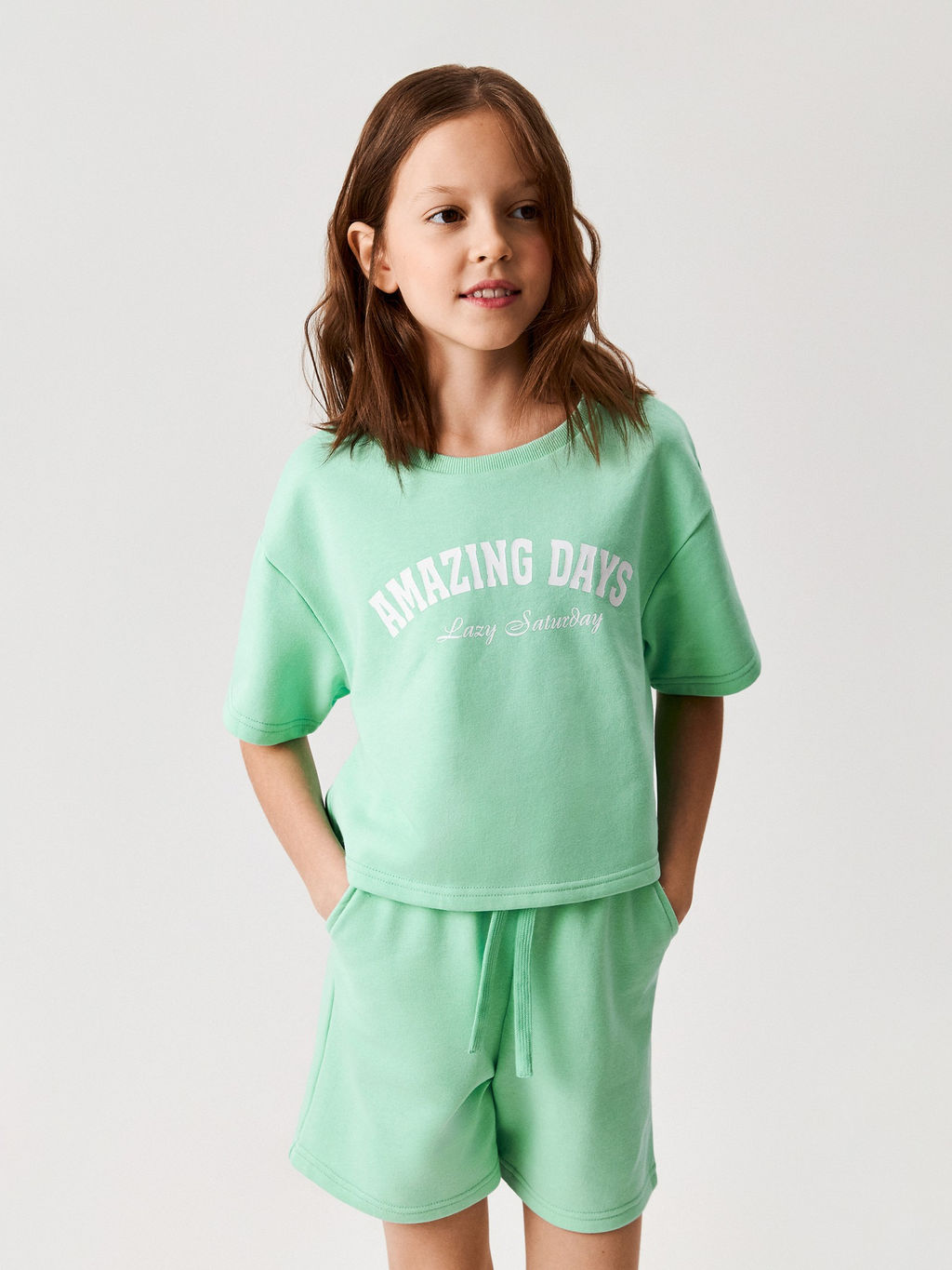 ACOOLA / Комплект для девочек ((1)джемпер и (2)шорты) Purim1 мятный