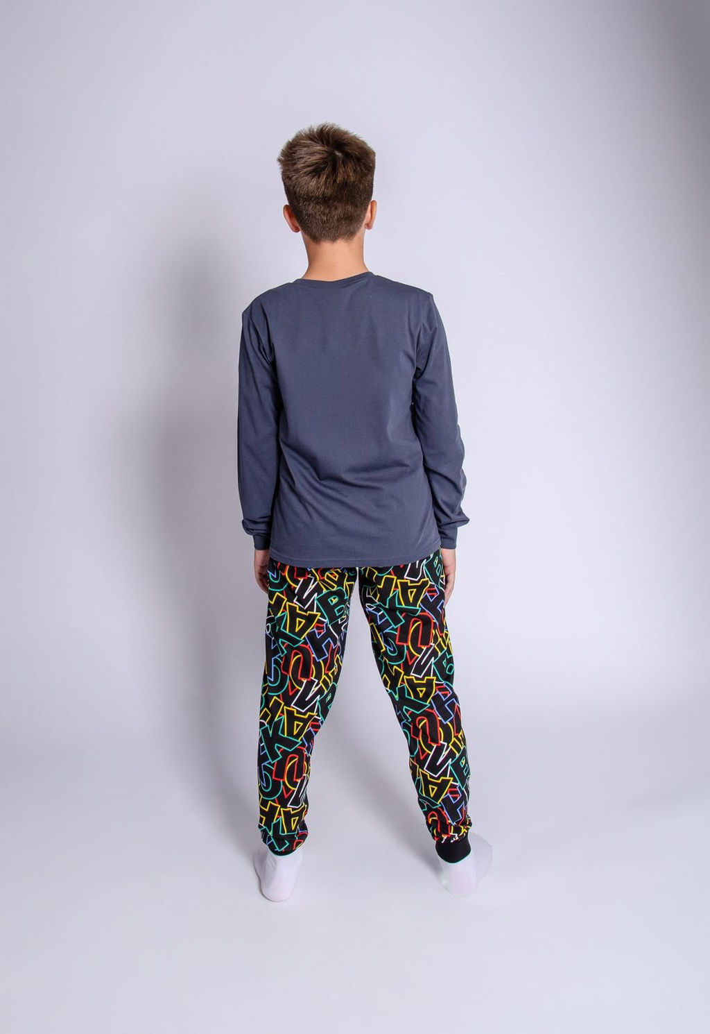 -10%! Пижама для мальчика 92224 т.серый/цветные буквы 870 Lets go - Let's go фото 3