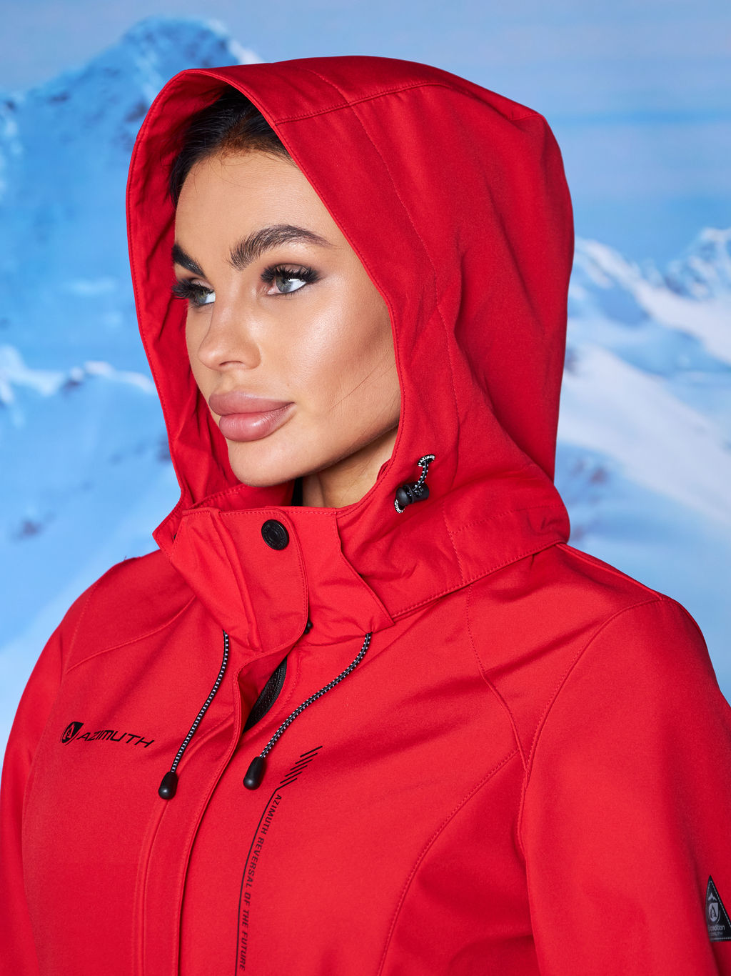 Женская парка виндстопер софтшелл на флисе Azimuth Стихия Неба 124/22956_703 Красный  фото 33