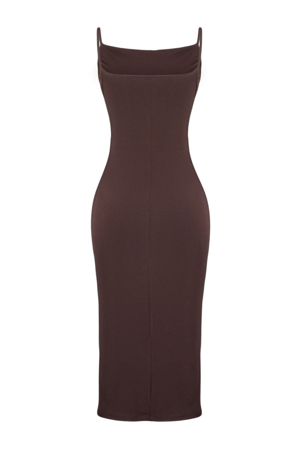 TRENDYOLMILLA Siyah Vucuda Oturan Degaje Yaka Midi Ask?l? Esnek Orme Midi Kalem Elbise TWOSS19AD0020  фото 27